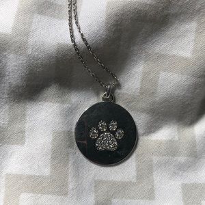 Diamond chip paw print necklace